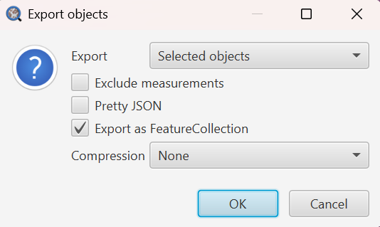 Export dialog