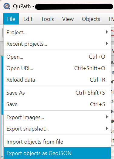 Export menu